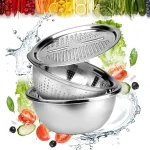 3 In 1 Stainless Steel Drain Basket Vegetable Cutter - Image 3